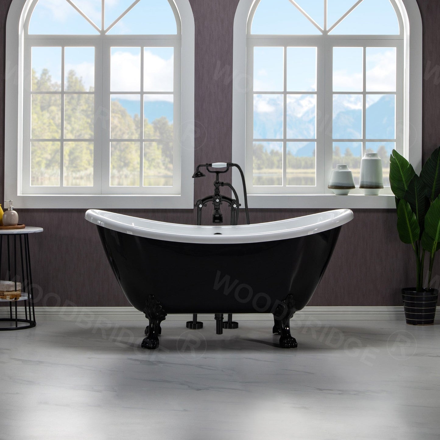 WOODBRIDGE 59" Heavy Duty Acrylic Double Slipper Clawfoot Bath Tub