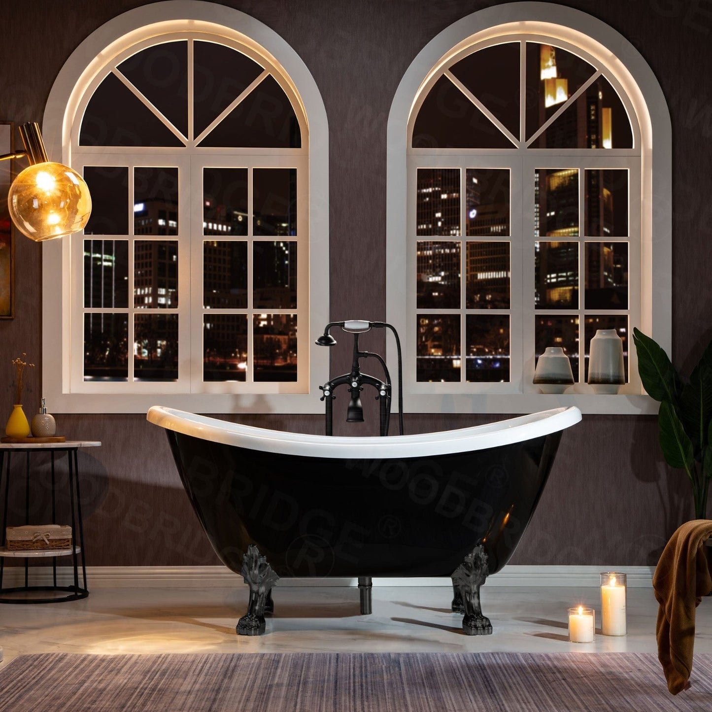 WOODBRIDGE 59" Heavy Duty Acrylic Double Slipper Clawfoot Bath Tub