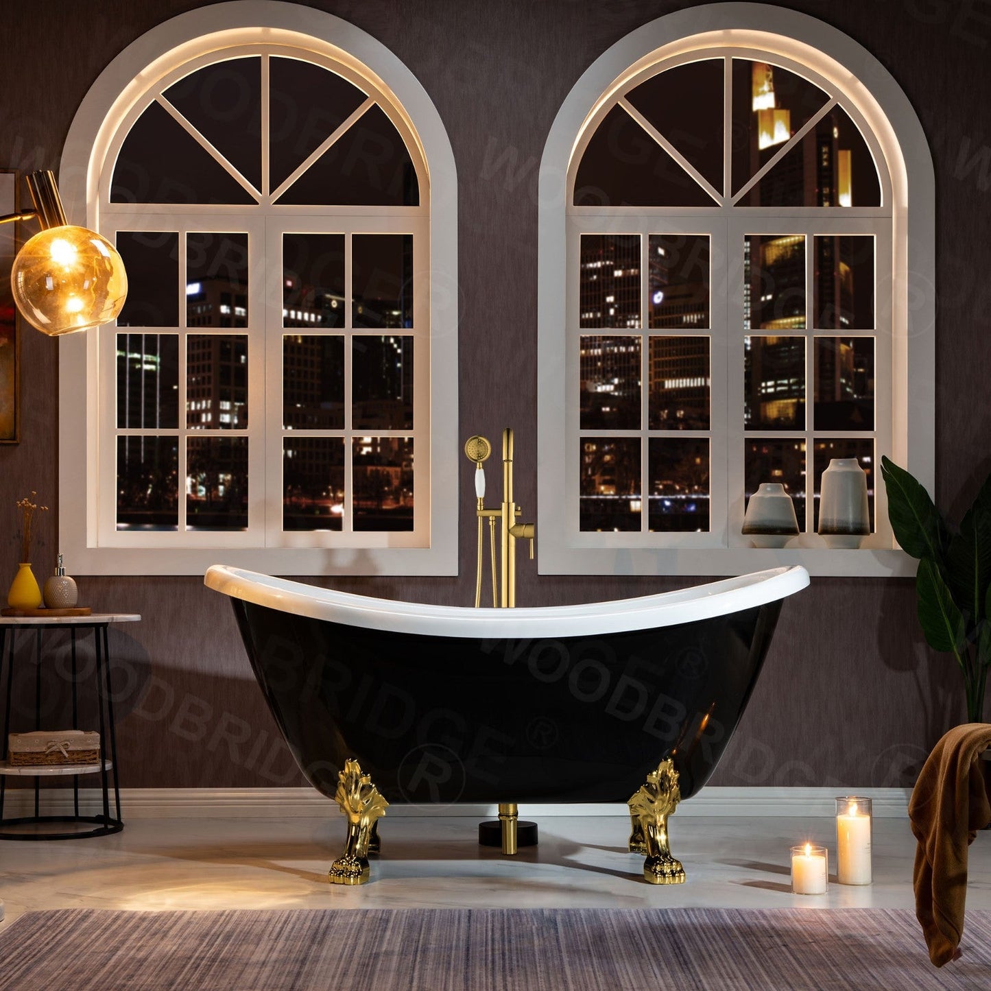 WOODBRIDGE 59" Heavy Duty Acrylic Double Slipper Clawfoot Bath Tub