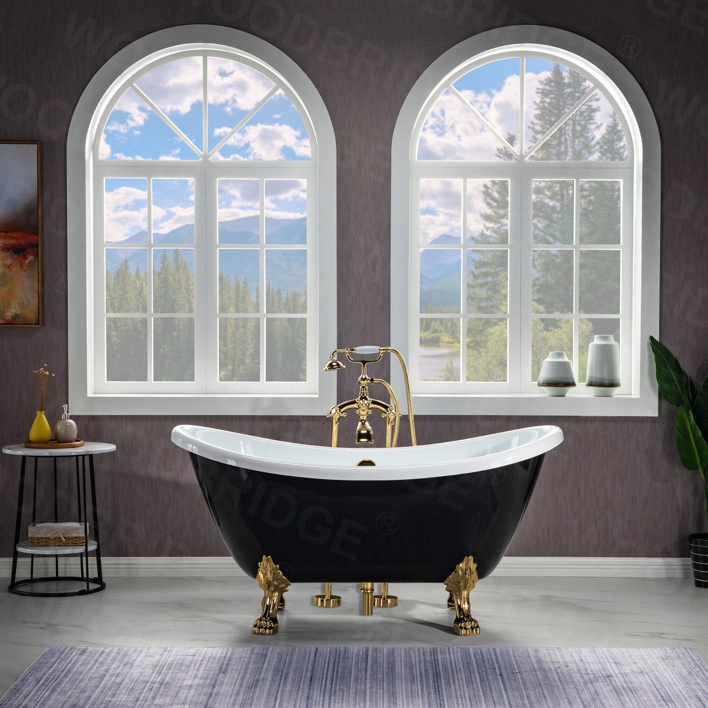 WOODBRIDGE 59" Heavy Duty Acrylic Double Slipper Clawfoot Bath Tub
