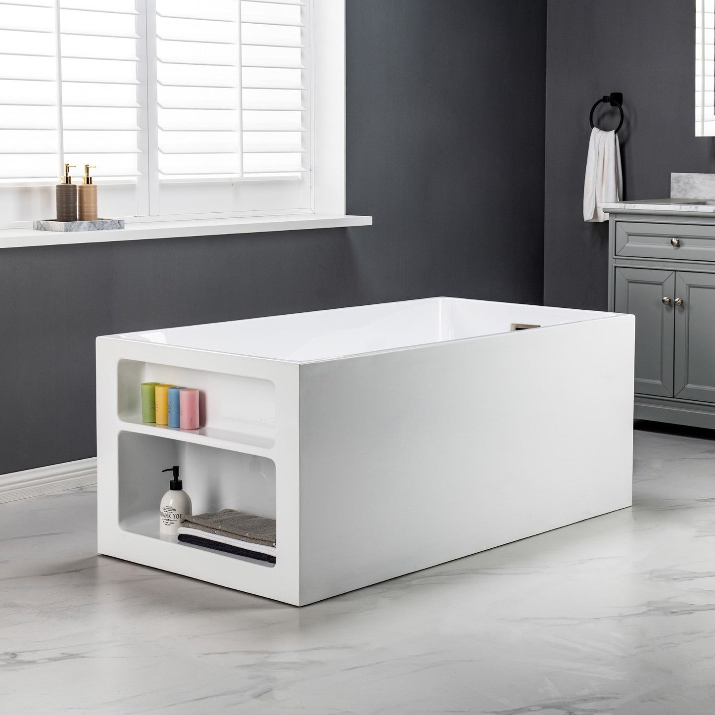 WOODBRIDGE 59" Acrylic Freestanding Bathtub Contemporary Soaking Tub