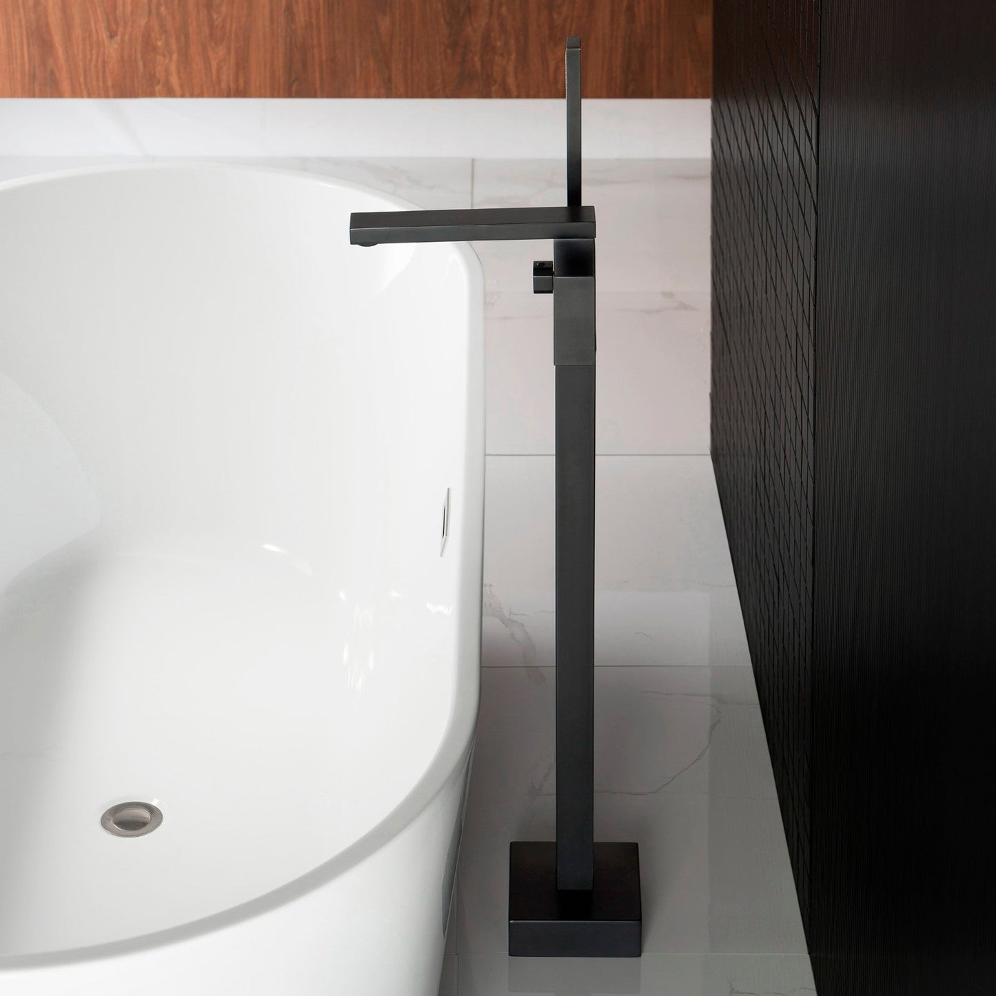 WOODBRIDGE F0003BN Contemporary Single Handle Floor Mount Freestanding Tub Filler Faucet with Hand shower