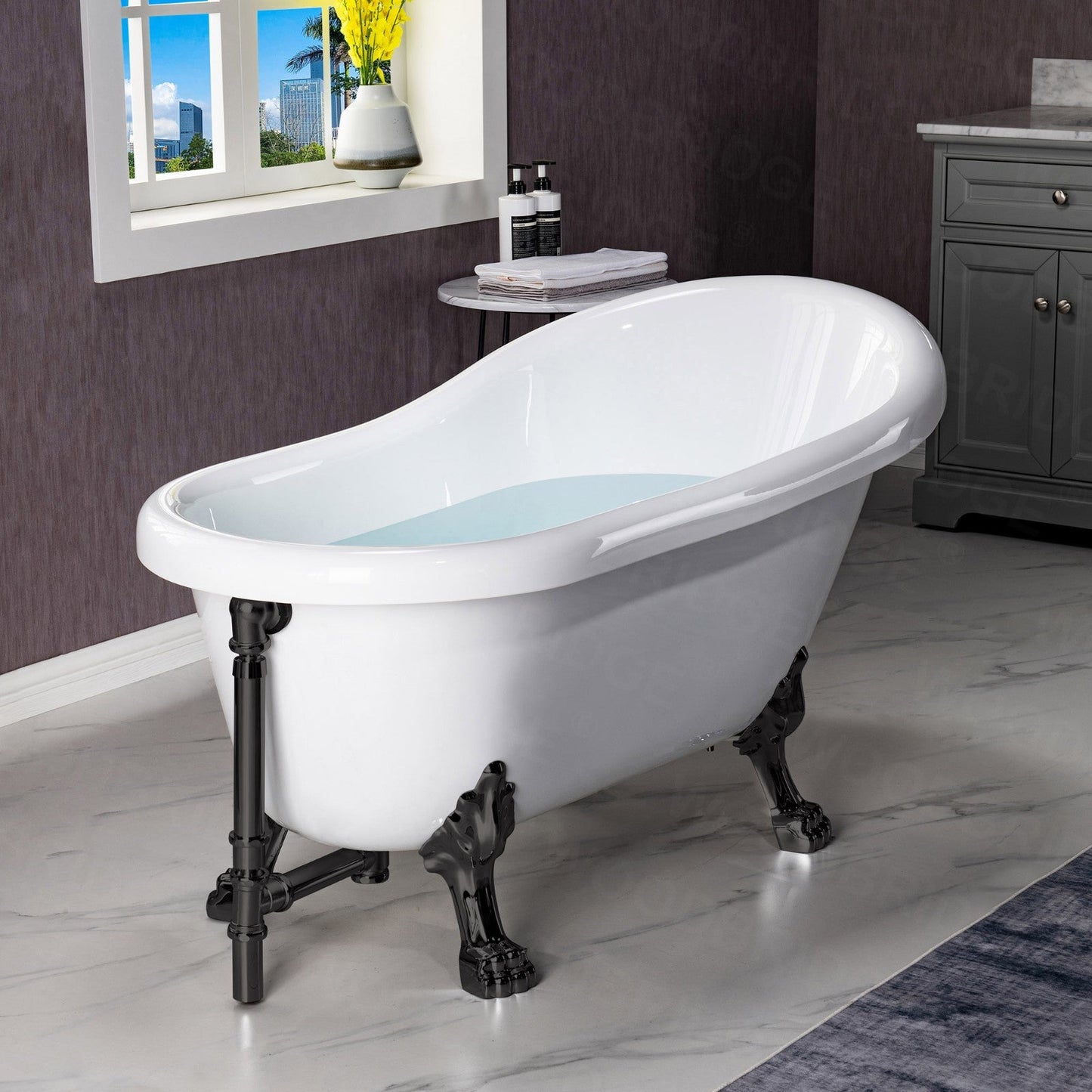 WOODBRIDGE 54" Heavy Duty Acrylic Slipper Clawfoot Bath Tub