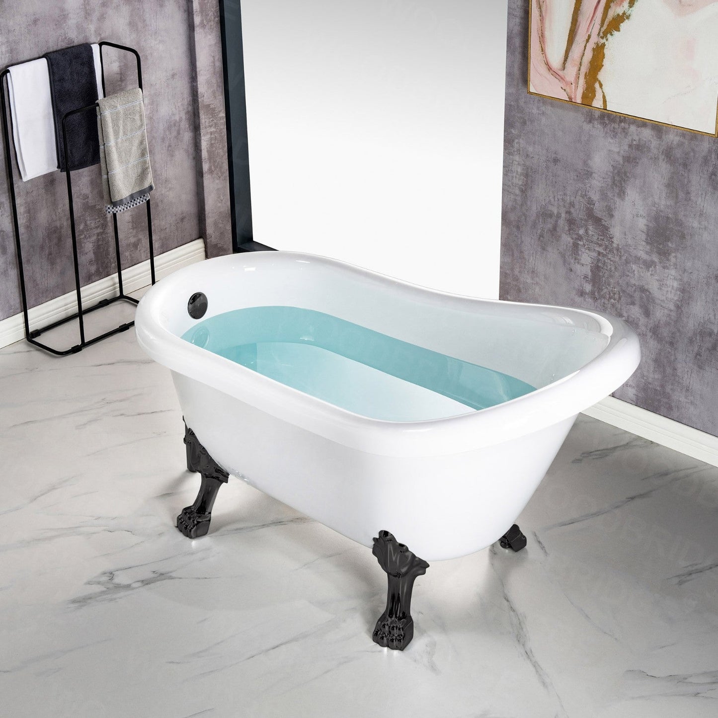 WOODBRIDGE 54" Heavy Duty Acrylic Slipper Clawfoot Bath Tub
