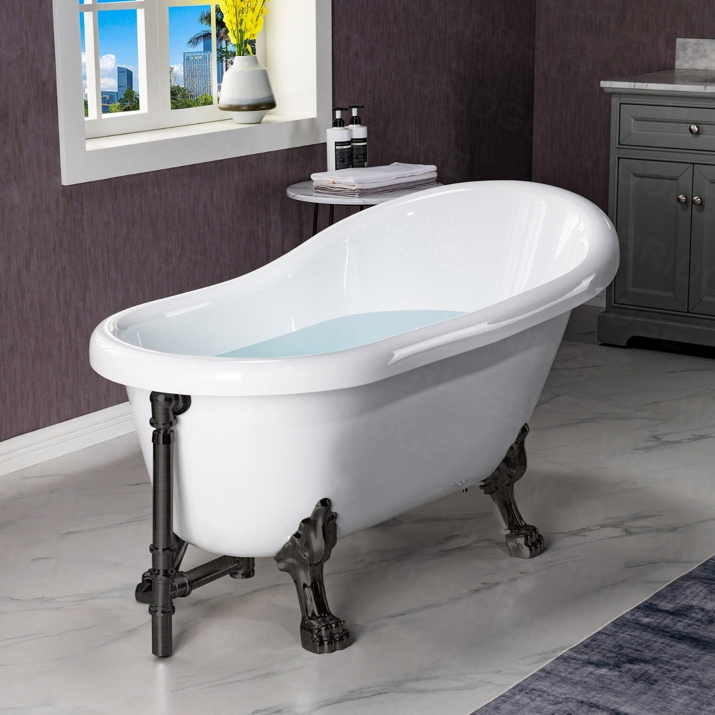 WOODBRIDGE 54" Heavy Duty Acrylic Slipper Clawfoot Bath Tub