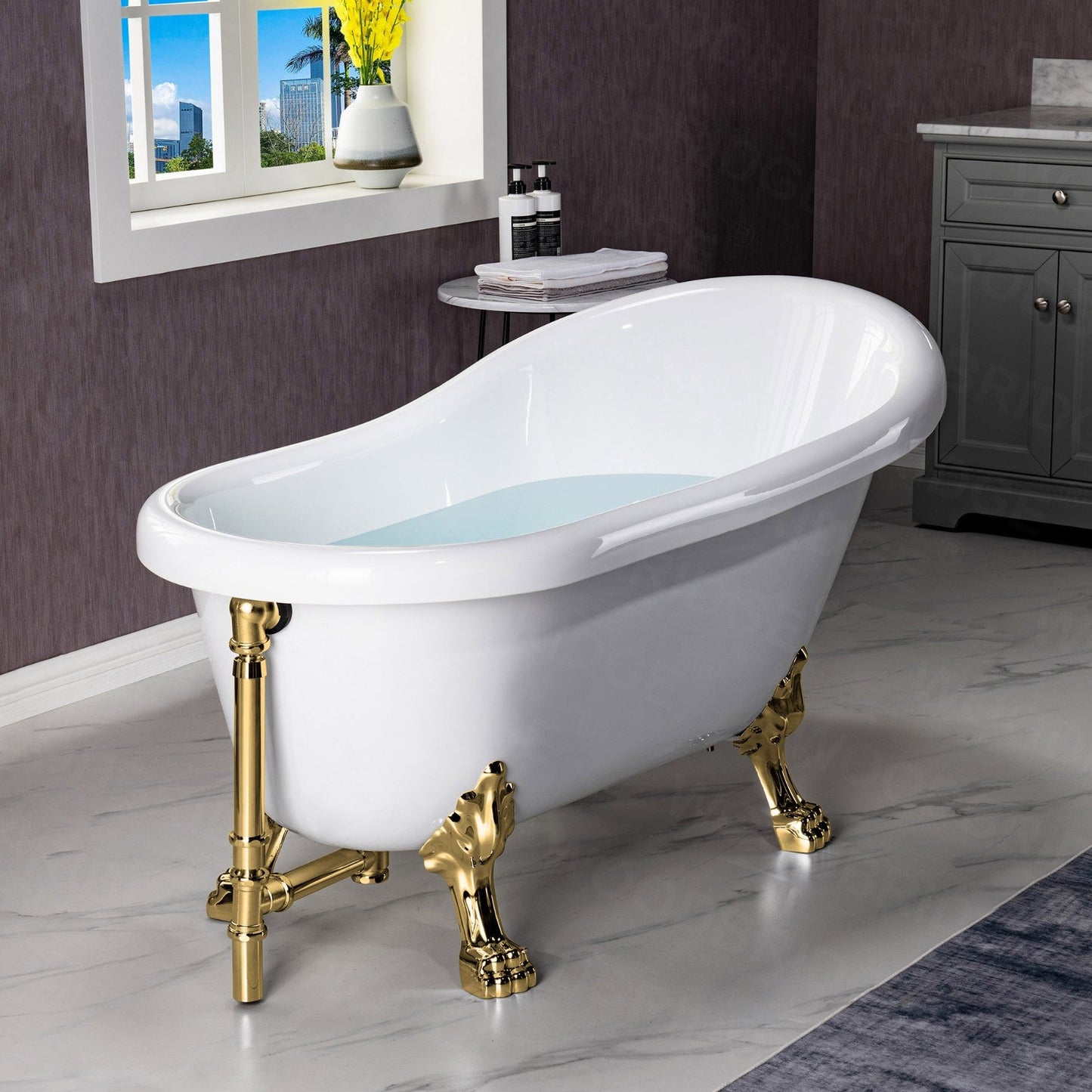 WOODBRIDGE 54" Heavy Duty Acrylic Slipper Clawfoot Bath Tub