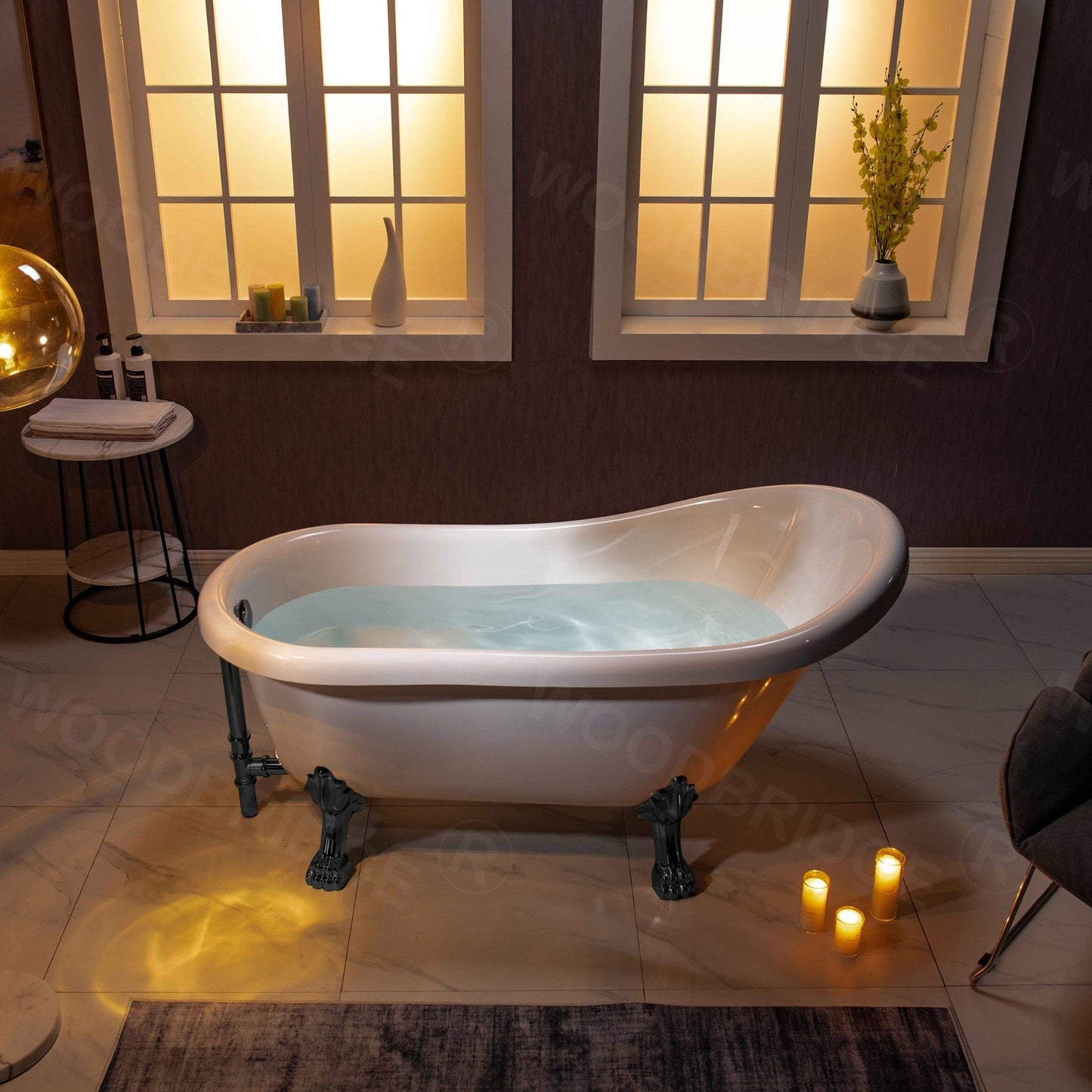 WOODBRIDGE 59" Heavy Duty Acrylic Slipper Clawfoot Bath Tub