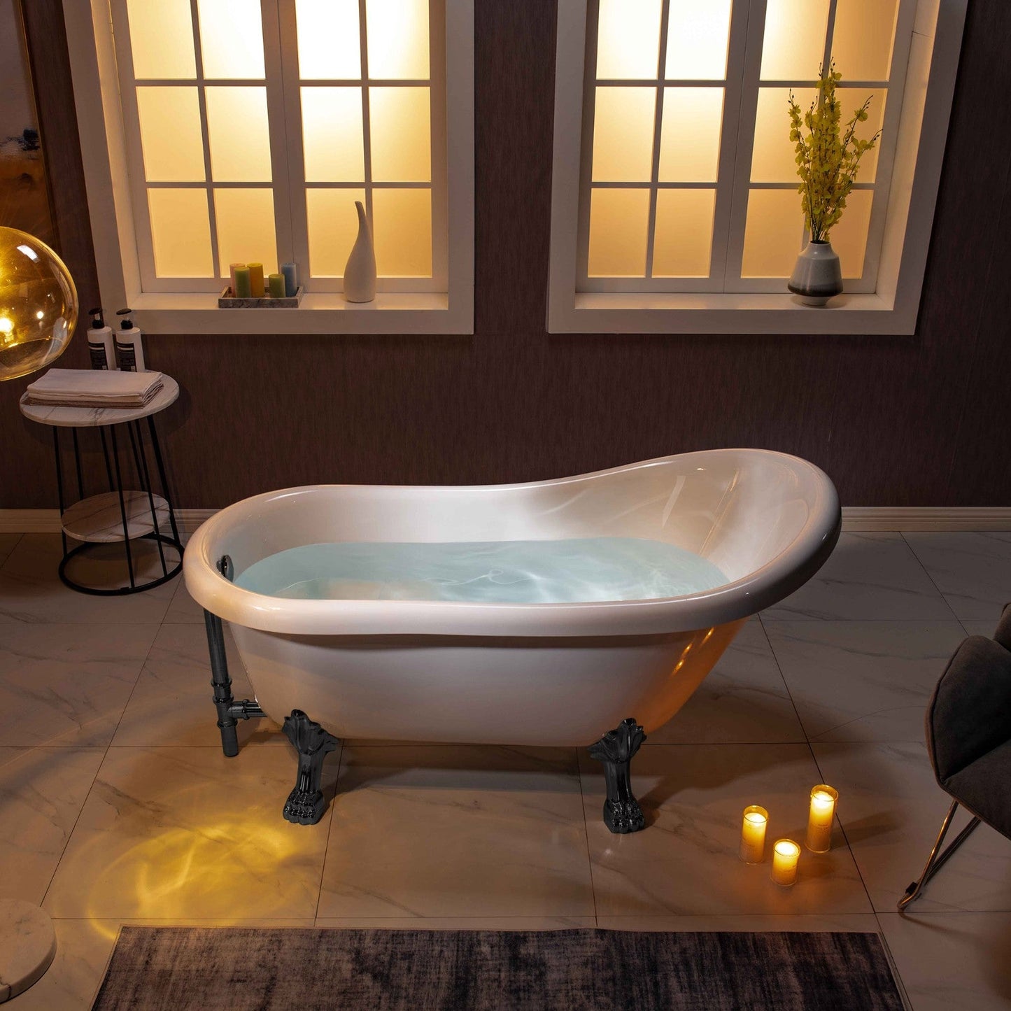 WOODBRIDGE 59" Heavy Duty Acrylic Slipper Clawfoot Bath Tub