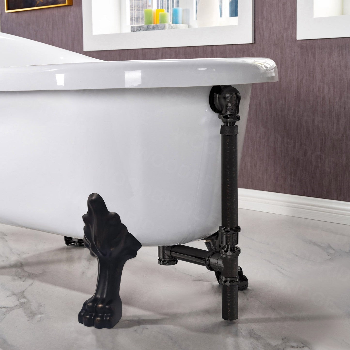 WOODBRIDGE 59" Heavy Duty Acrylic Slipper Clawfoot Bath Tub