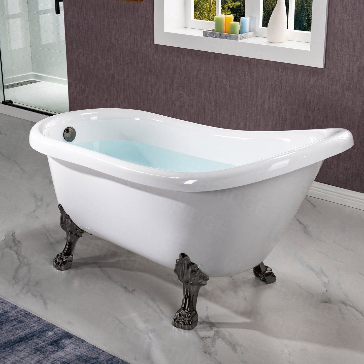 WOODBRIDGE 59" Heavy Duty Acrylic Slipper Clawfoot Bath Tub
