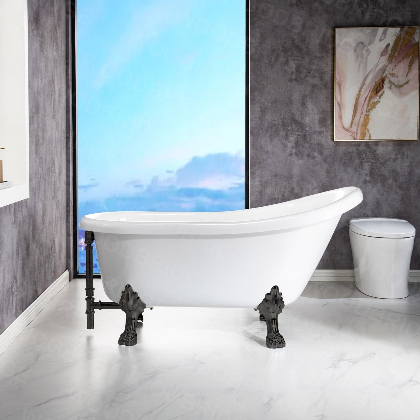 WOODBRIDGE 59" Heavy Duty Acrylic Slipper Clawfoot Bath Tub