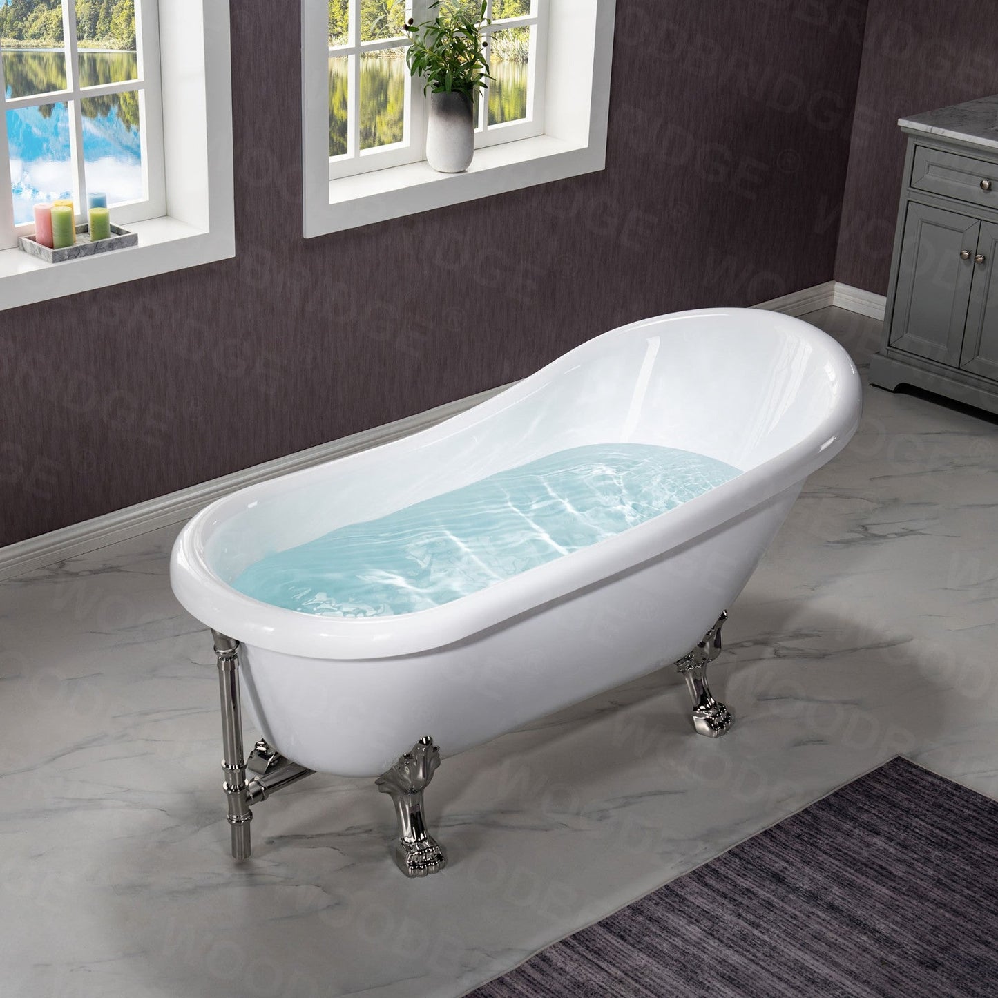 WOODBRIDGE 67" Heavy Duty Acrylic Slipper Clawfoot Bath Tub