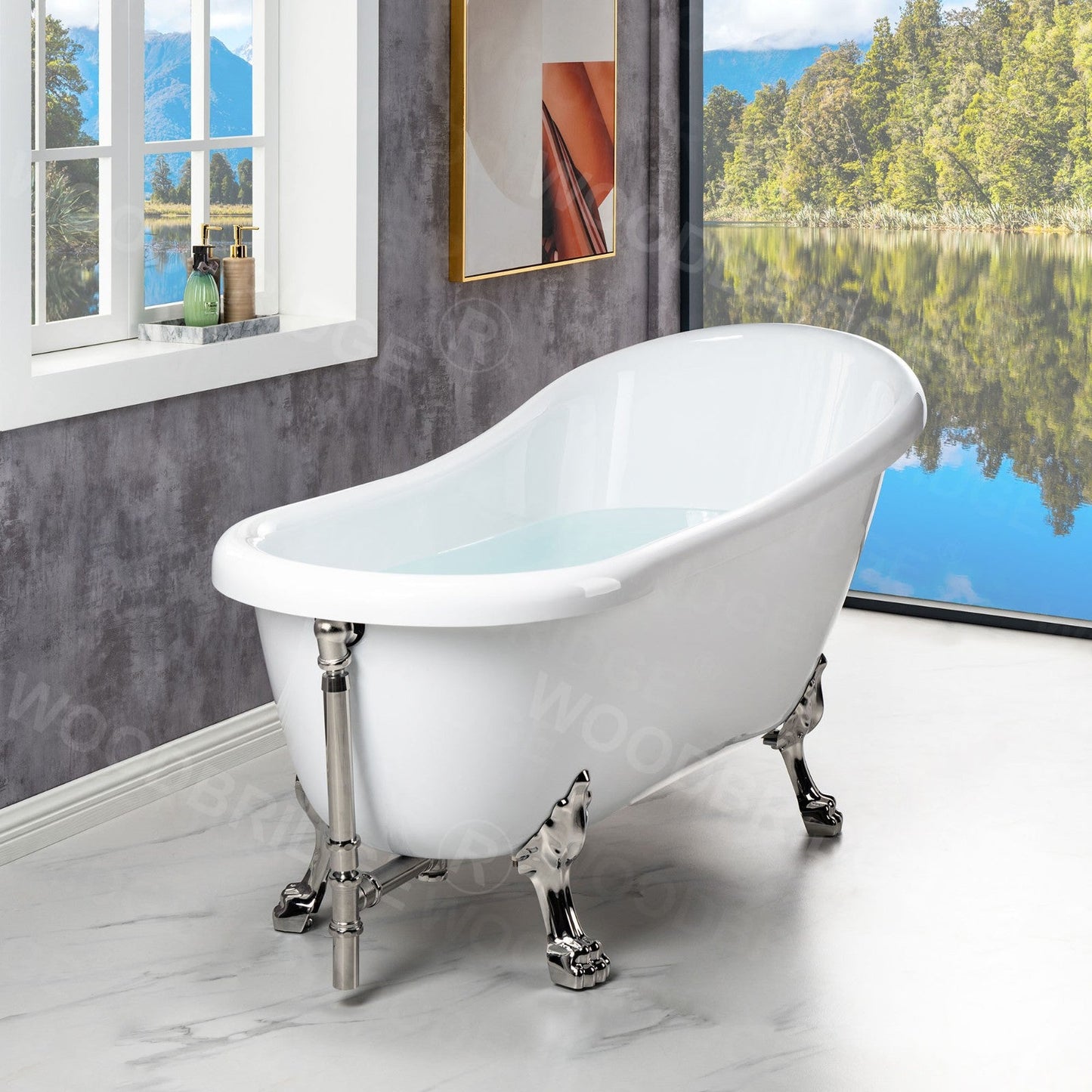 WOODBRIDGE 67" Heavy Duty Acrylic Slipper Clawfoot Bath Tub