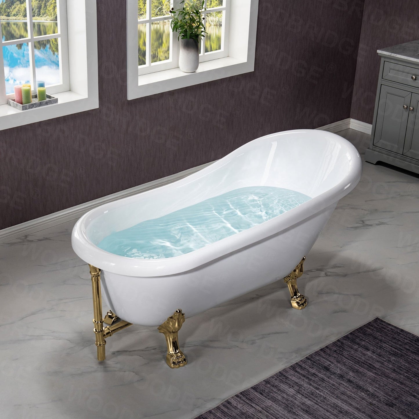 WOODBRIDGE 67" Heavy Duty Acrylic Slipper Clawfoot Bath Tub