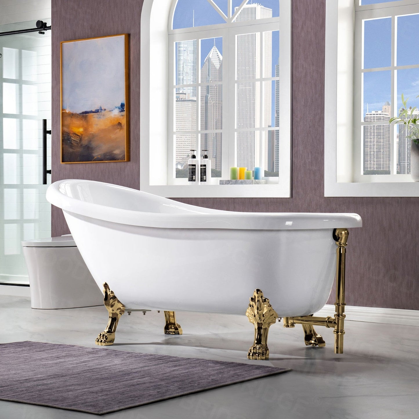WOODBRIDGE 67" Heavy Duty Acrylic Slipper Clawfoot Bath Tub