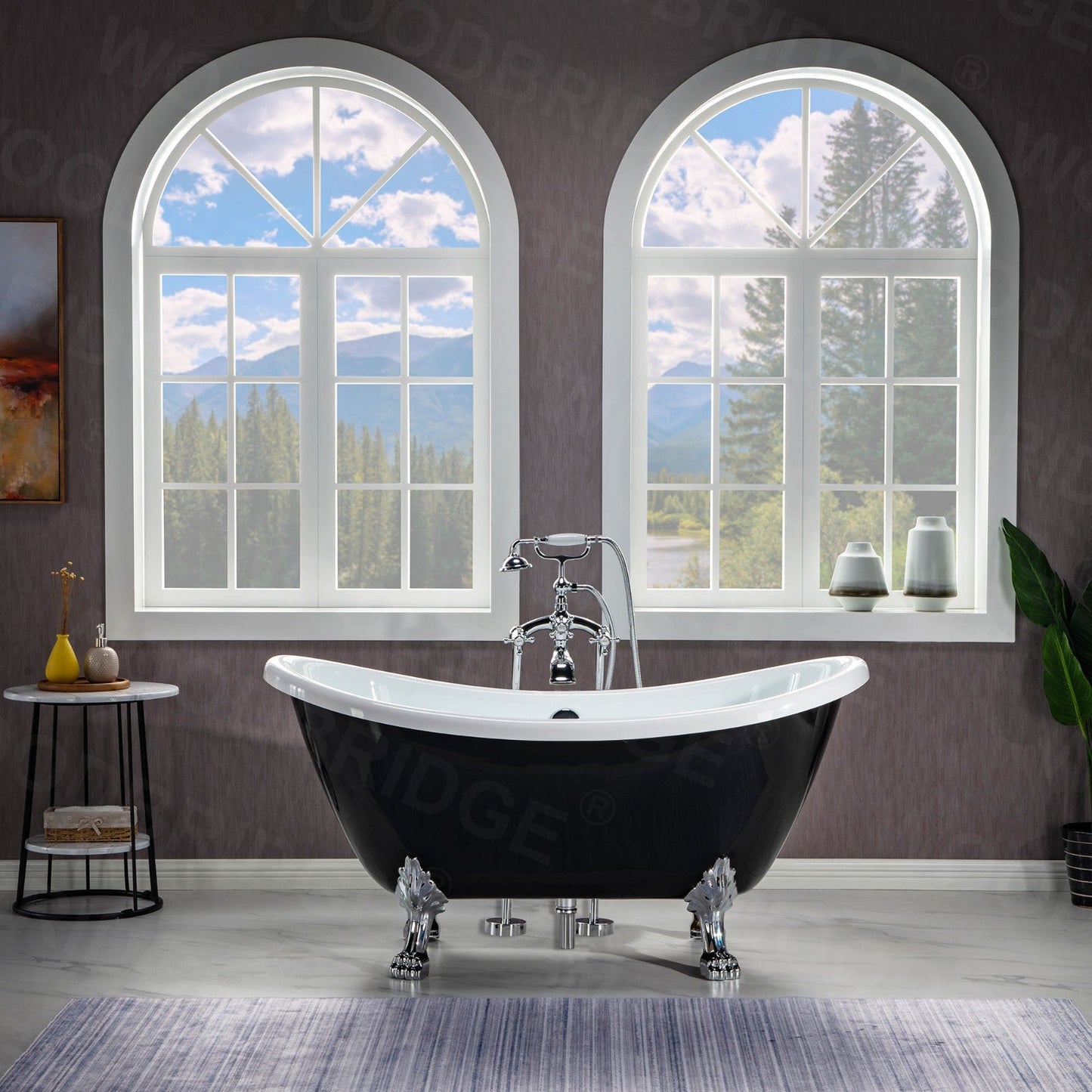 WOODBRIDGE 59" Heavy Duty Acrylic Double Slipper Clawfoot Bath Tub