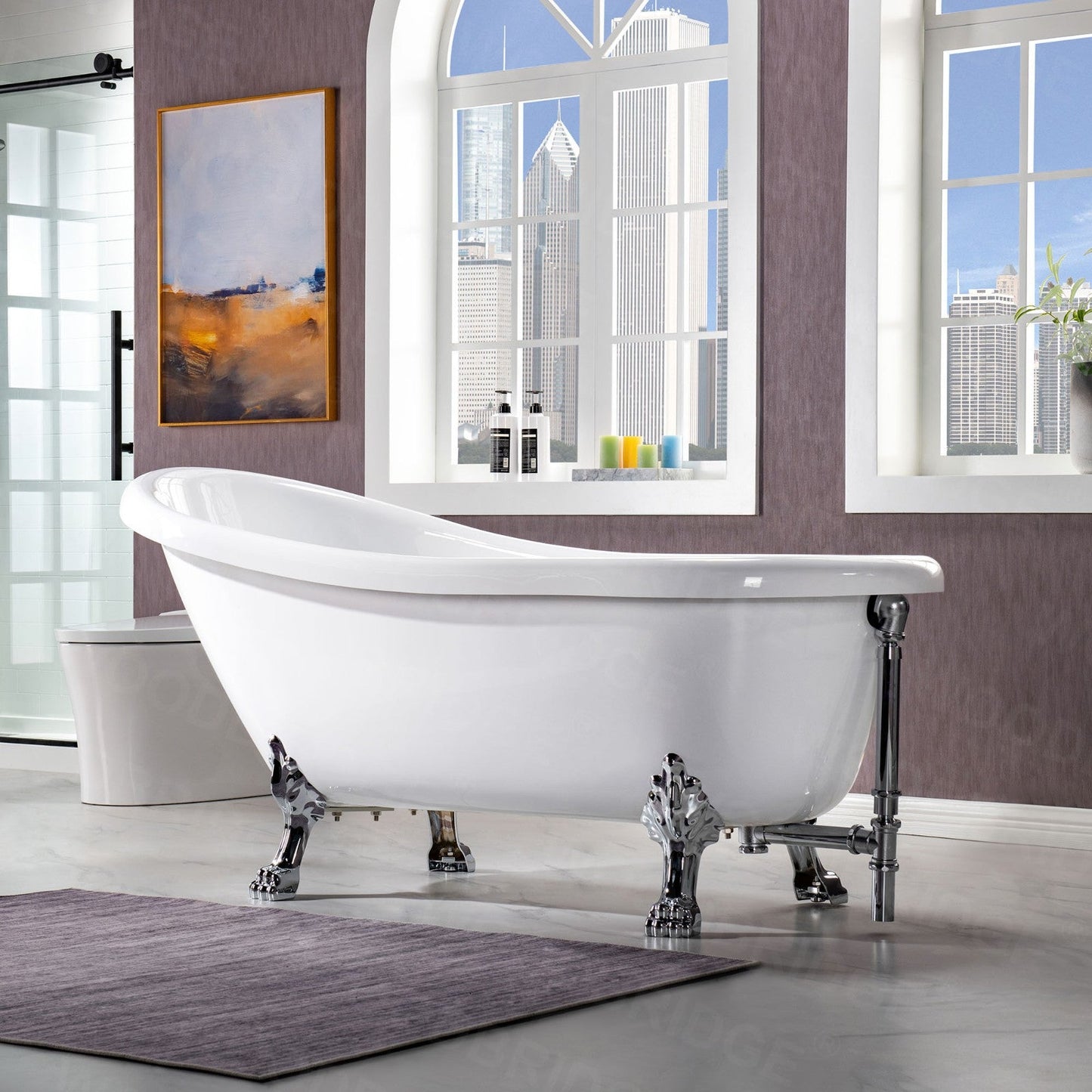 WOODBRIDGE 67" Heavy Duty Acrylic Slipper Clawfoot Bath Tub