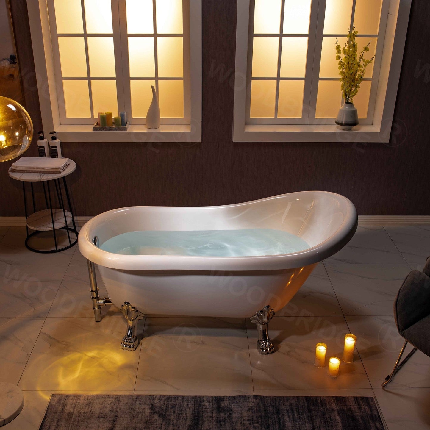WOODBRIDGE 59" Heavy Duty Acrylic Slipper Clawfoot Bath Tub