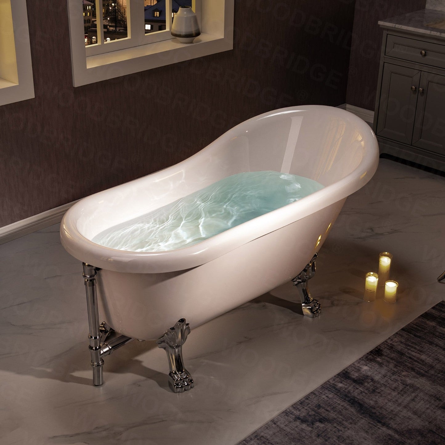 WOODBRIDGE 59" Heavy Duty Acrylic Slipper Clawfoot Bath Tub