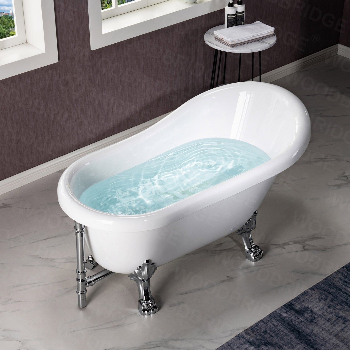 WOODBRIDGE 54" Heavy Duty Acrylic Slipper Clawfoot Bath Tub