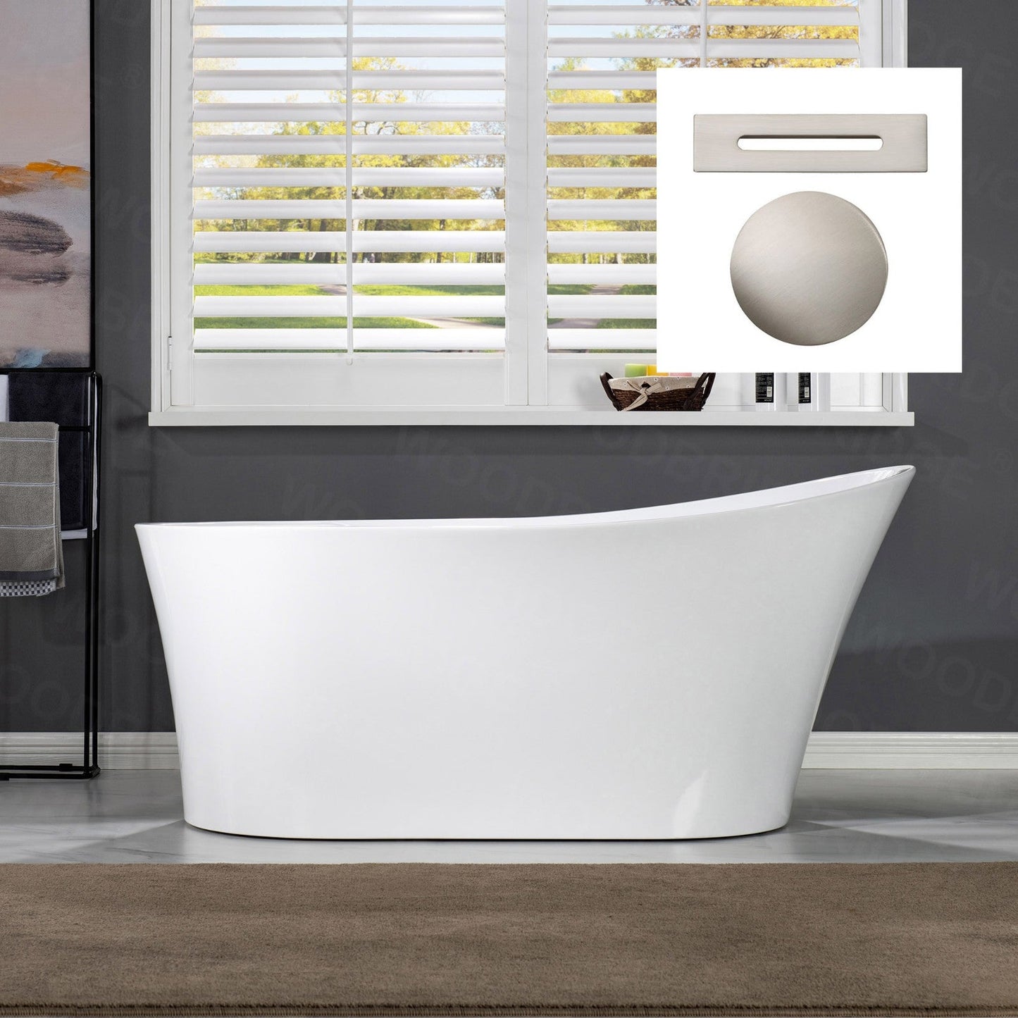 WOODBRIDGE 67" Acrylic Freestanding Bathtub Contemporary Soaking Tub