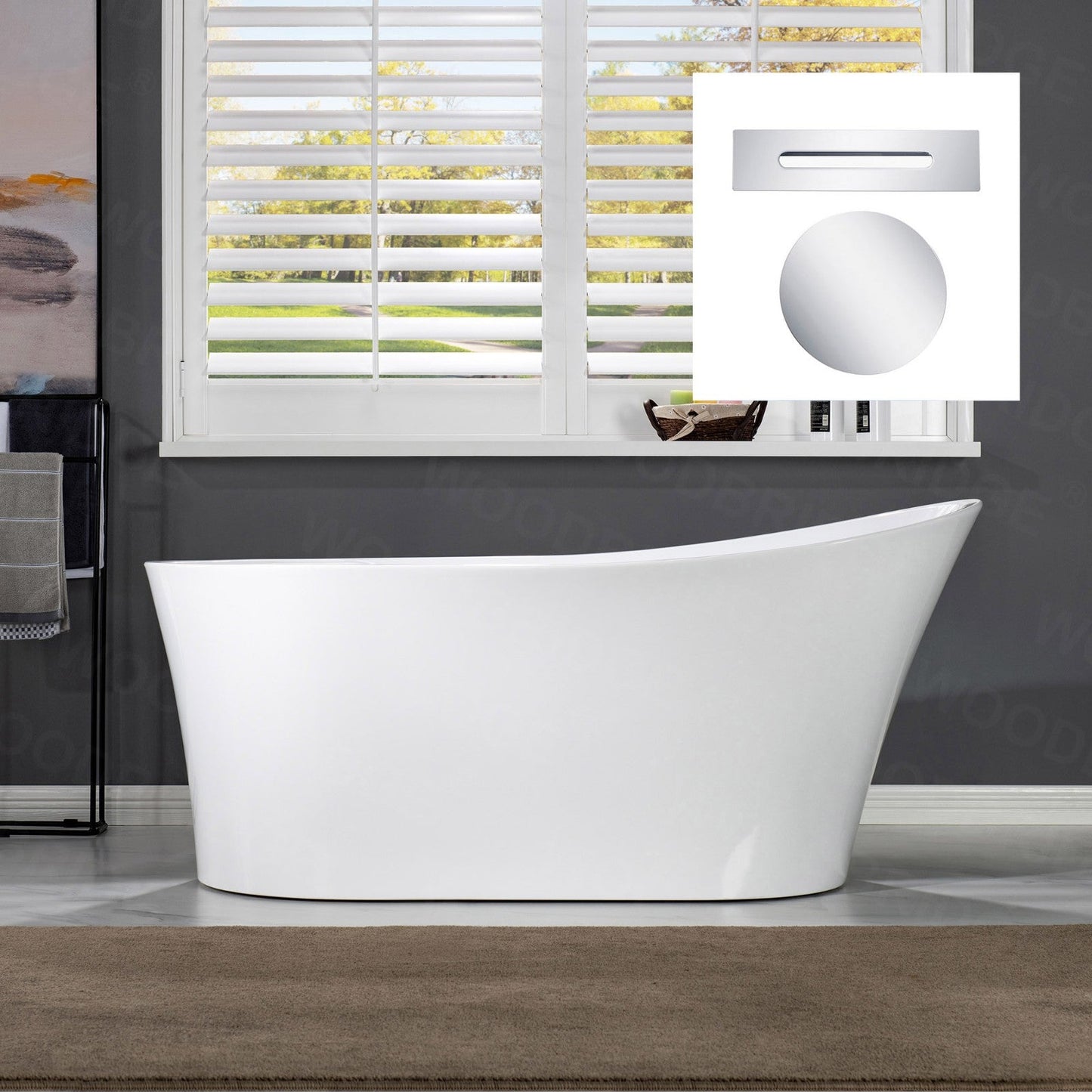WOODBRIDGE 67" Acrylic Freestanding Bathtub Contemporary Soaking Tub