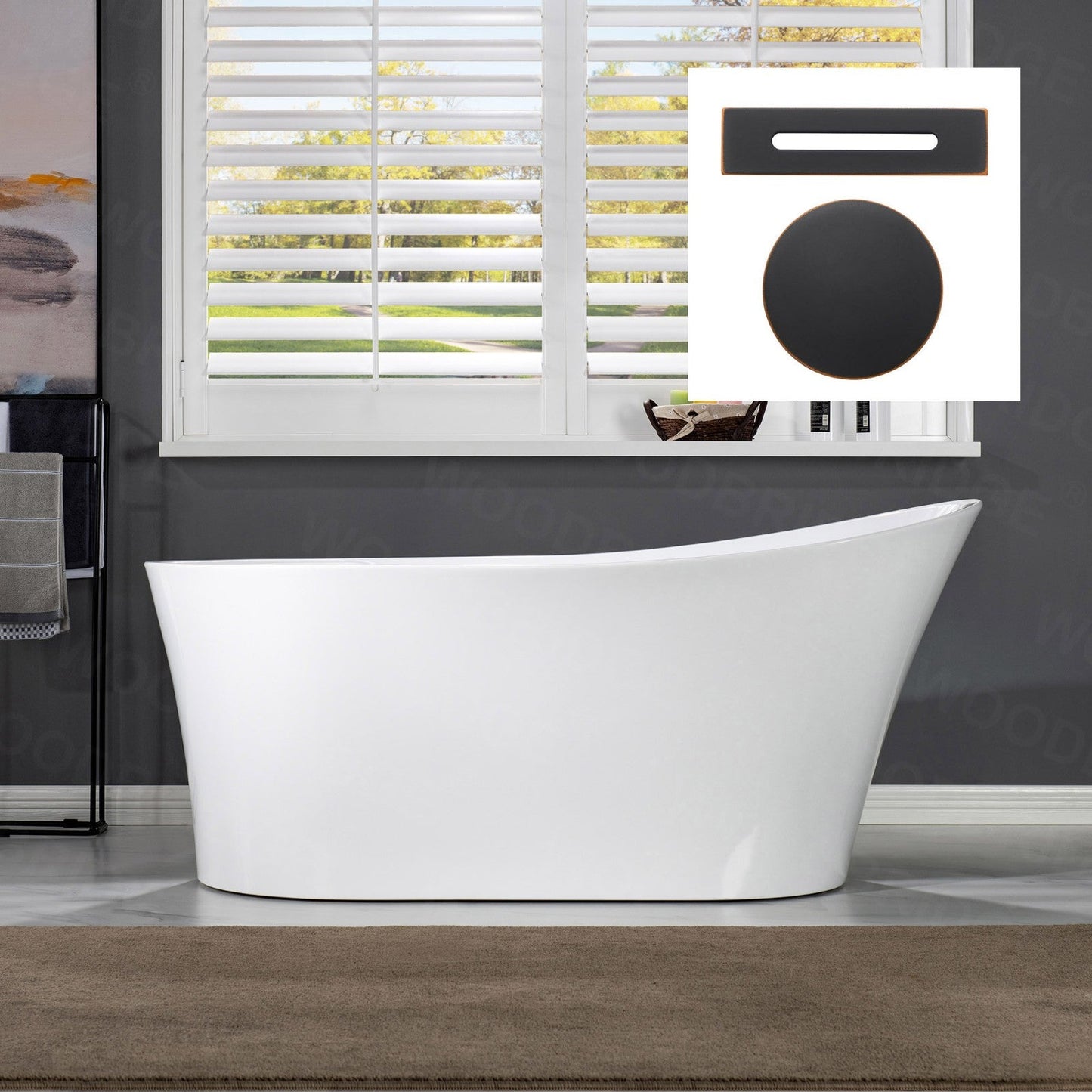 WOODBRIDGE 67" Acrylic Freestanding Bathtub Contemporary Soaking Tub