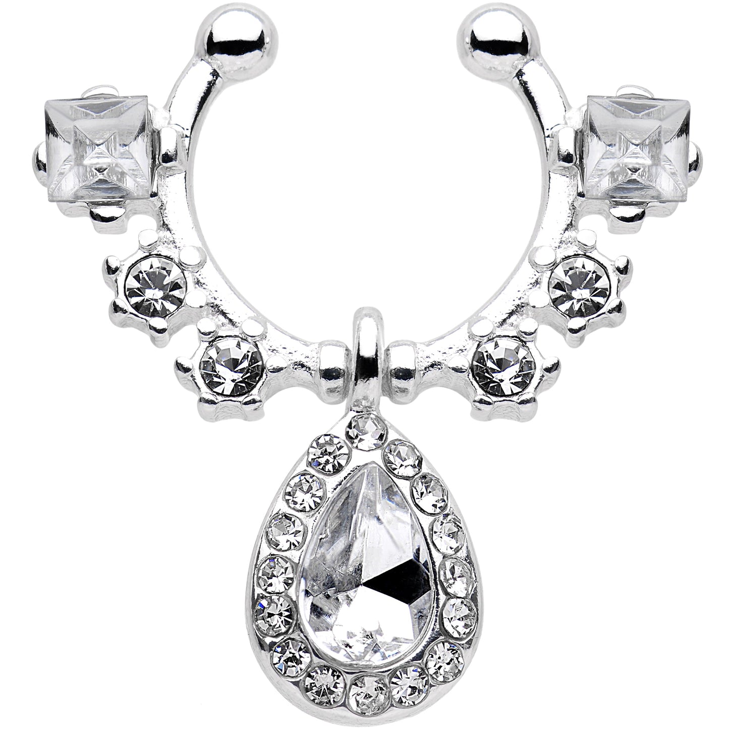 Clear Gem Silhouette Dangle Clip On Septum