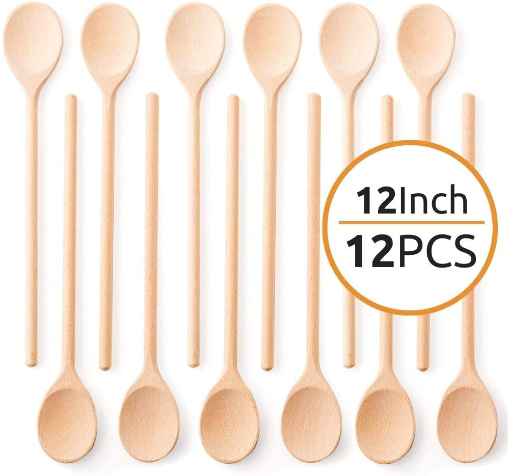 12 inch 12 pcs wooden spoons