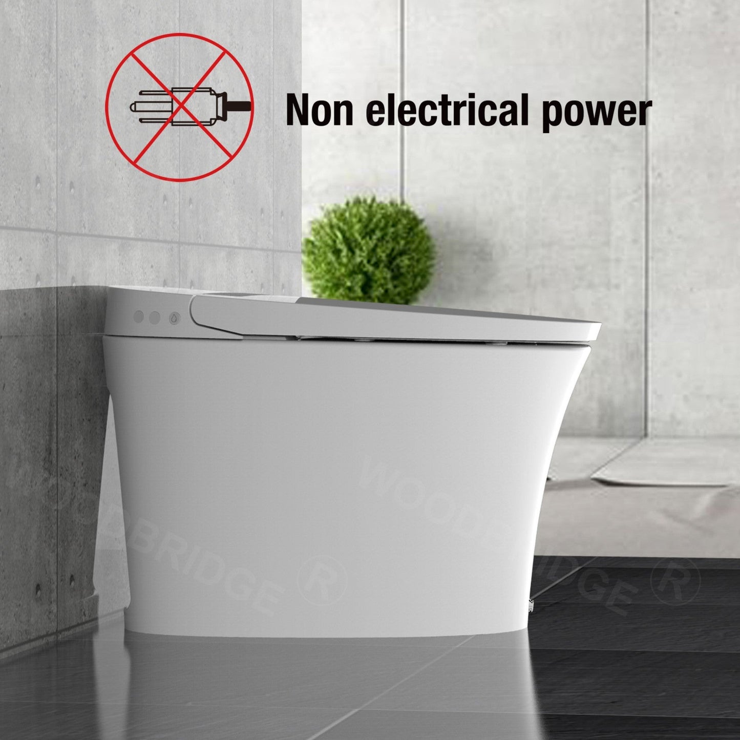 WOODBRIDGE BW5100S One Piece Modern,Slim, Tankless and High Efficiency Toilet with Battery Operated Auto Flushing