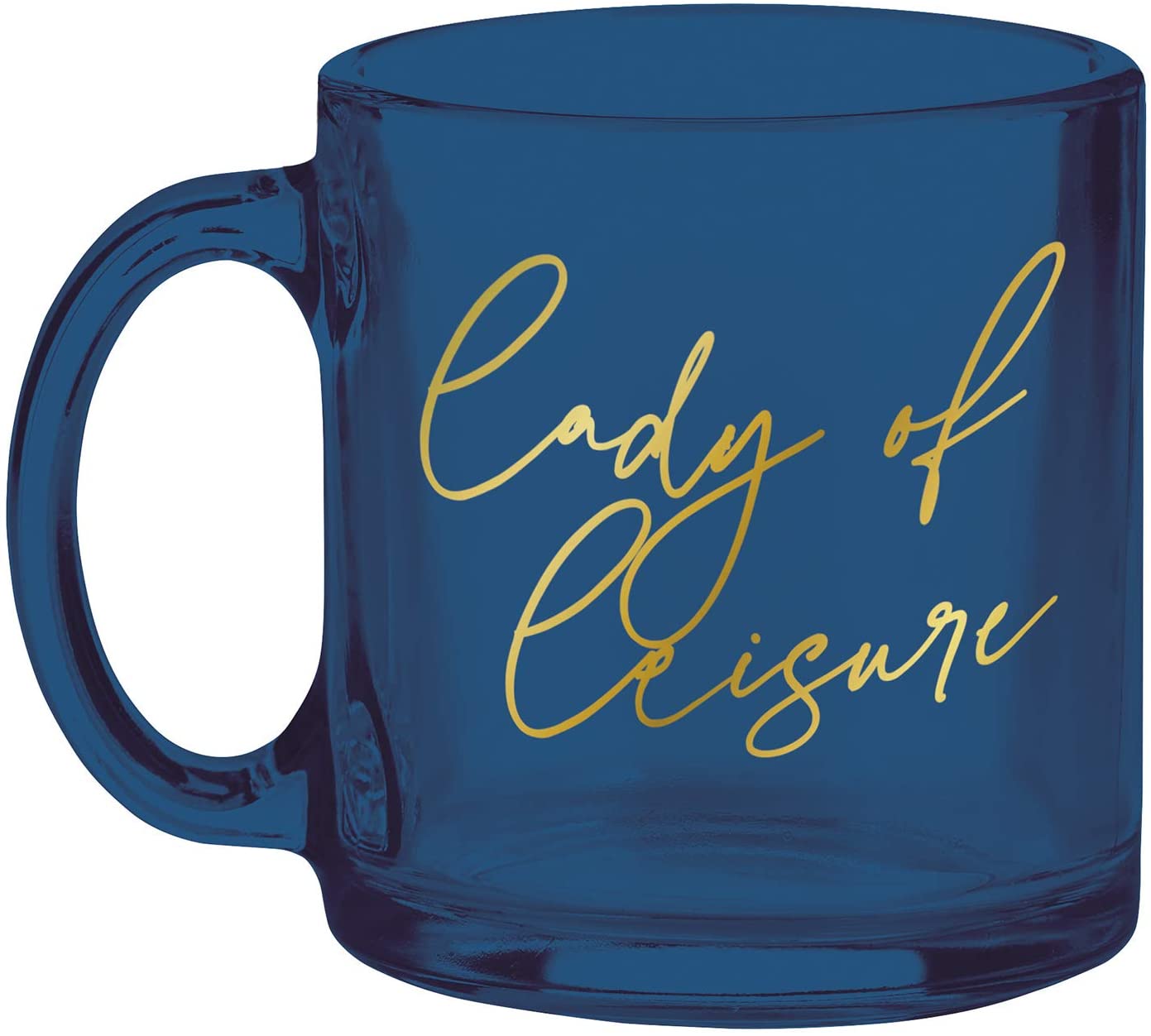 Lady of Leisure Single-Wall Glass Mug in Dark Blue Tinted Glass and