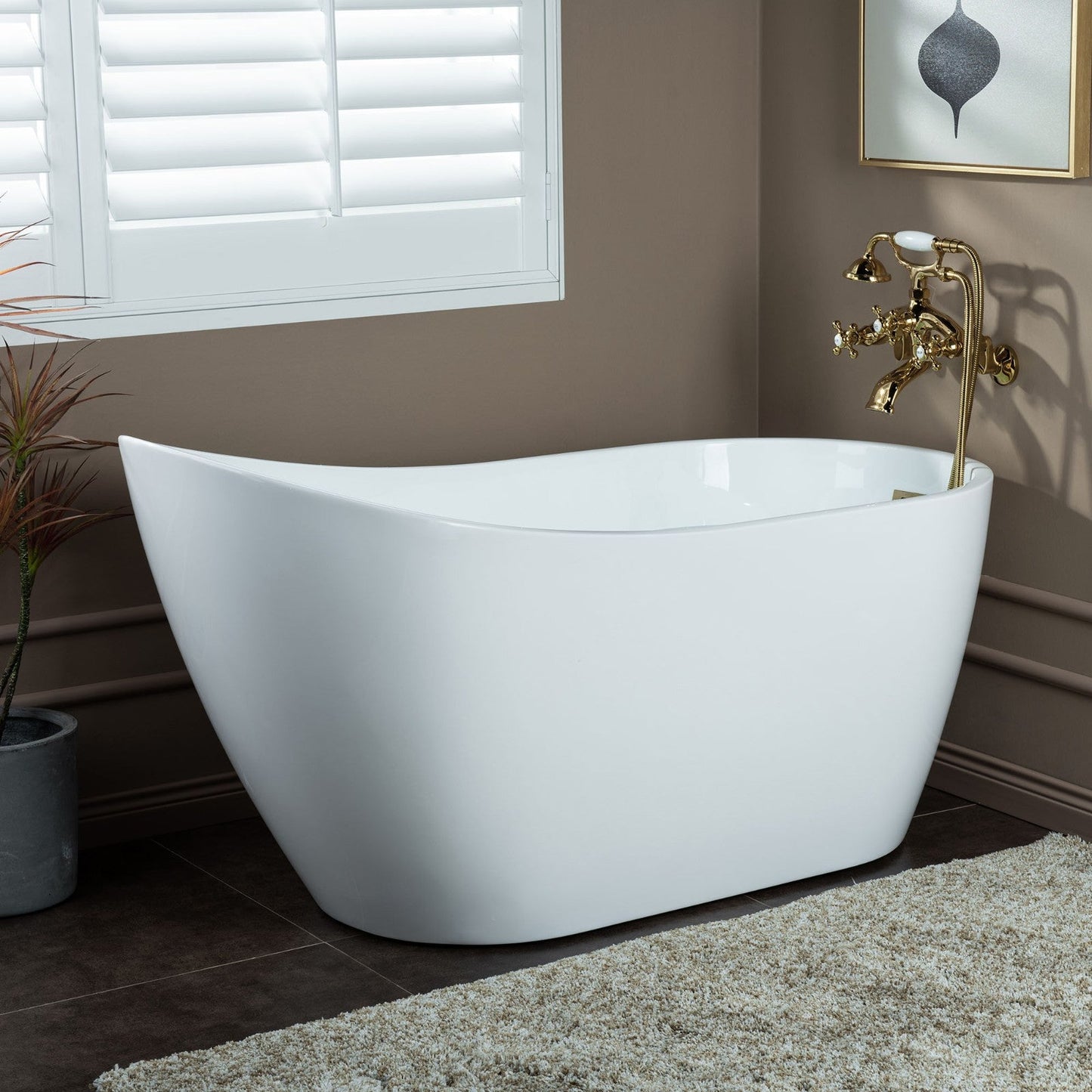 WOODBRIDGE F0030BN Wall Mount Adjustable Centers Bathtub Faucet with 3 Metal Cross Handles and Telephone Style Hand Shower and Porcelain Handle