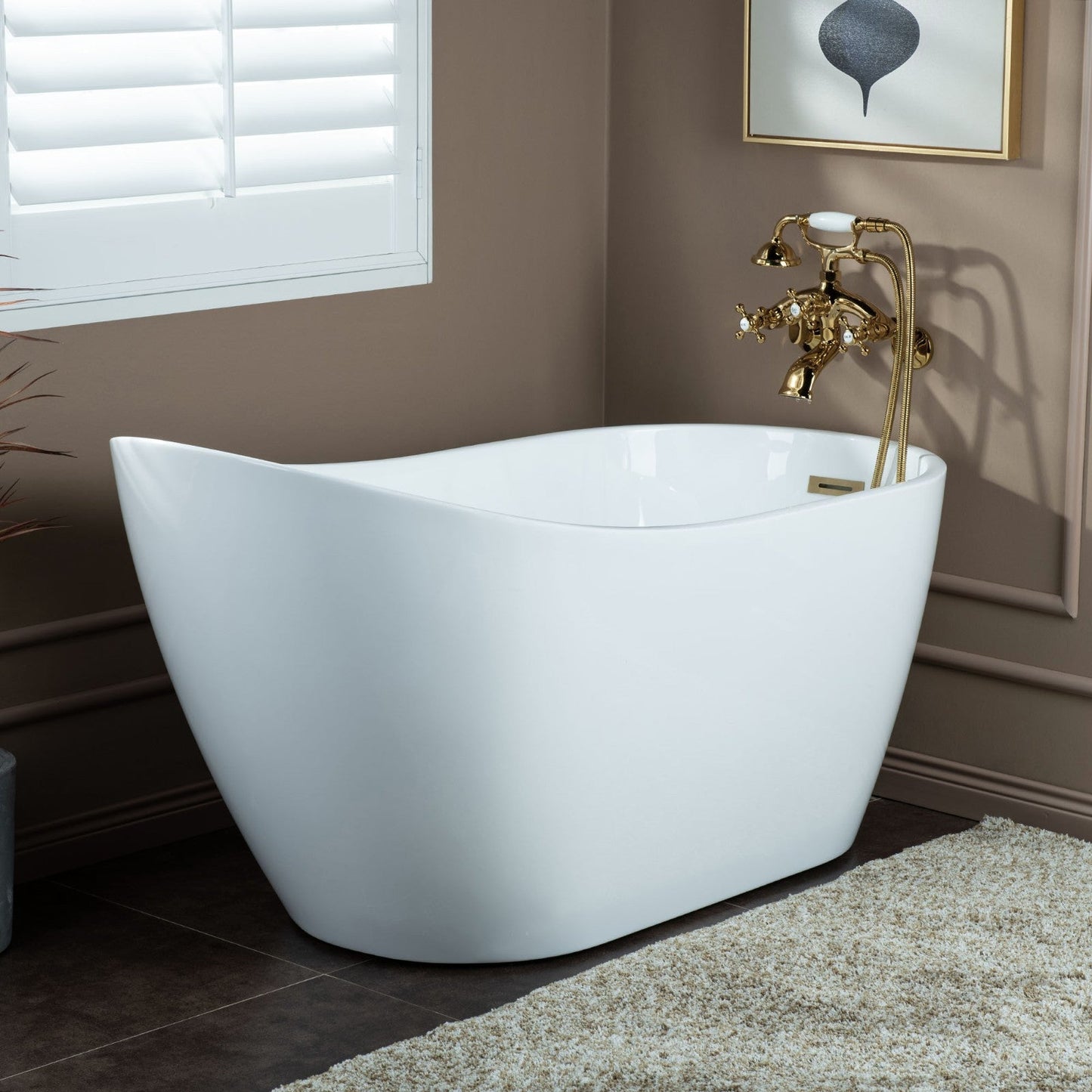 WOODBRIDGE F0030BN Wall Mount Adjustable Centers Bathtub Faucet with 3 Metal Cross Handles and Telephone Style Hand Shower and Porcelain Handle