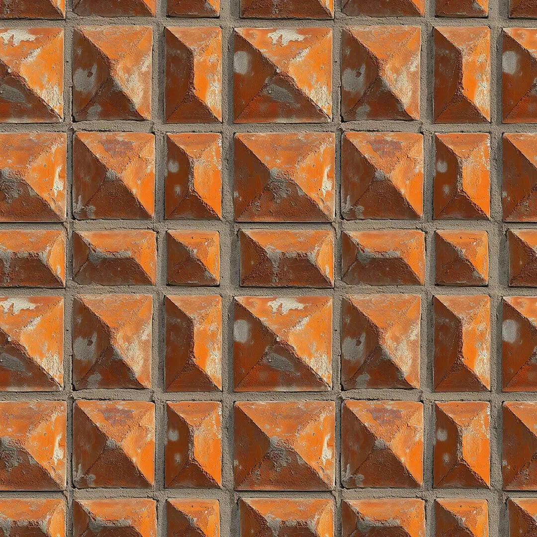 Sun-baked Terracotta Pyramid Wall