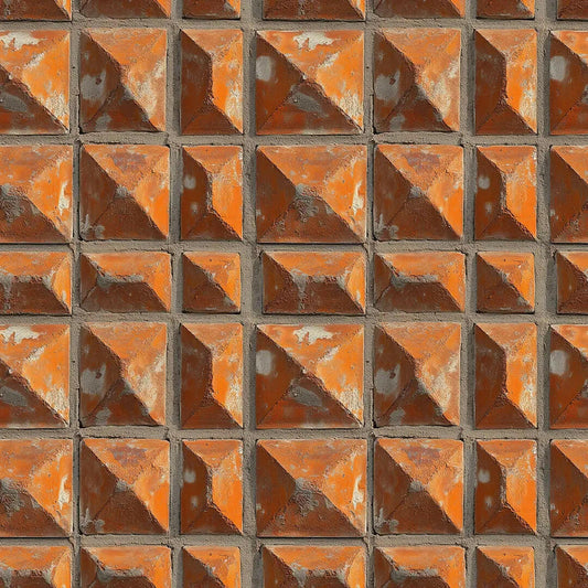 Sun-baked Terracotta Pyramid Wall