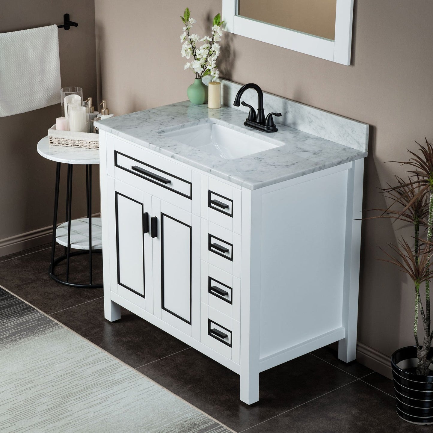 WOODBRIDGE Milan 37" Floor Mounted Single Basin Vanity Set with Solid Wood Cabinet