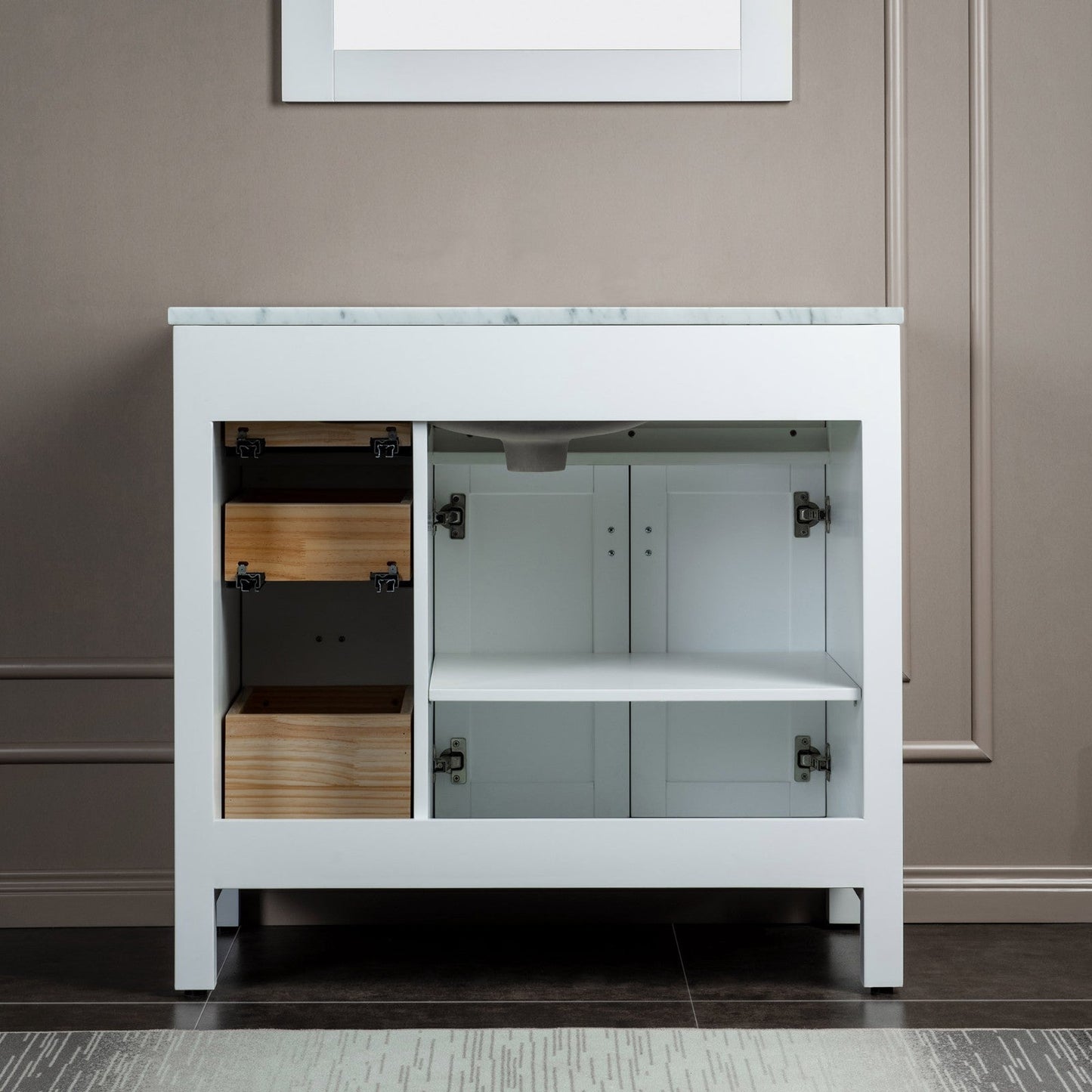 WOODBRIDGE Milan 37" Floor Mounted Single Basin Vanity Set with Solid Wood Cabinet