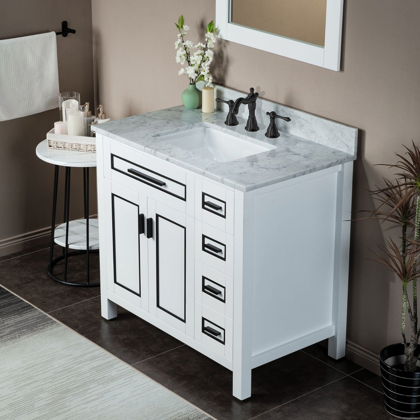 WOODBRIDGE Milan 37" Floor Mounted Single Basin Vanity Set with Solid Wood Cabinet