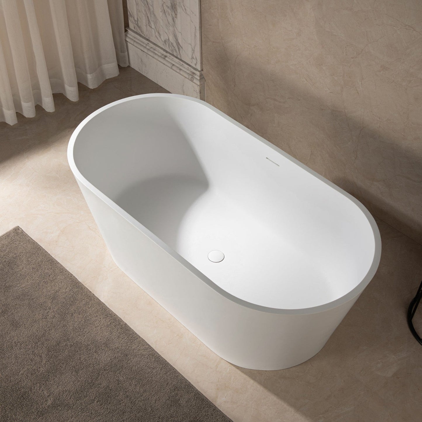 WOODBRIDGE 59 in. x 29 in. Luxury Contemporary Solid Surface Freestanding Bathtub