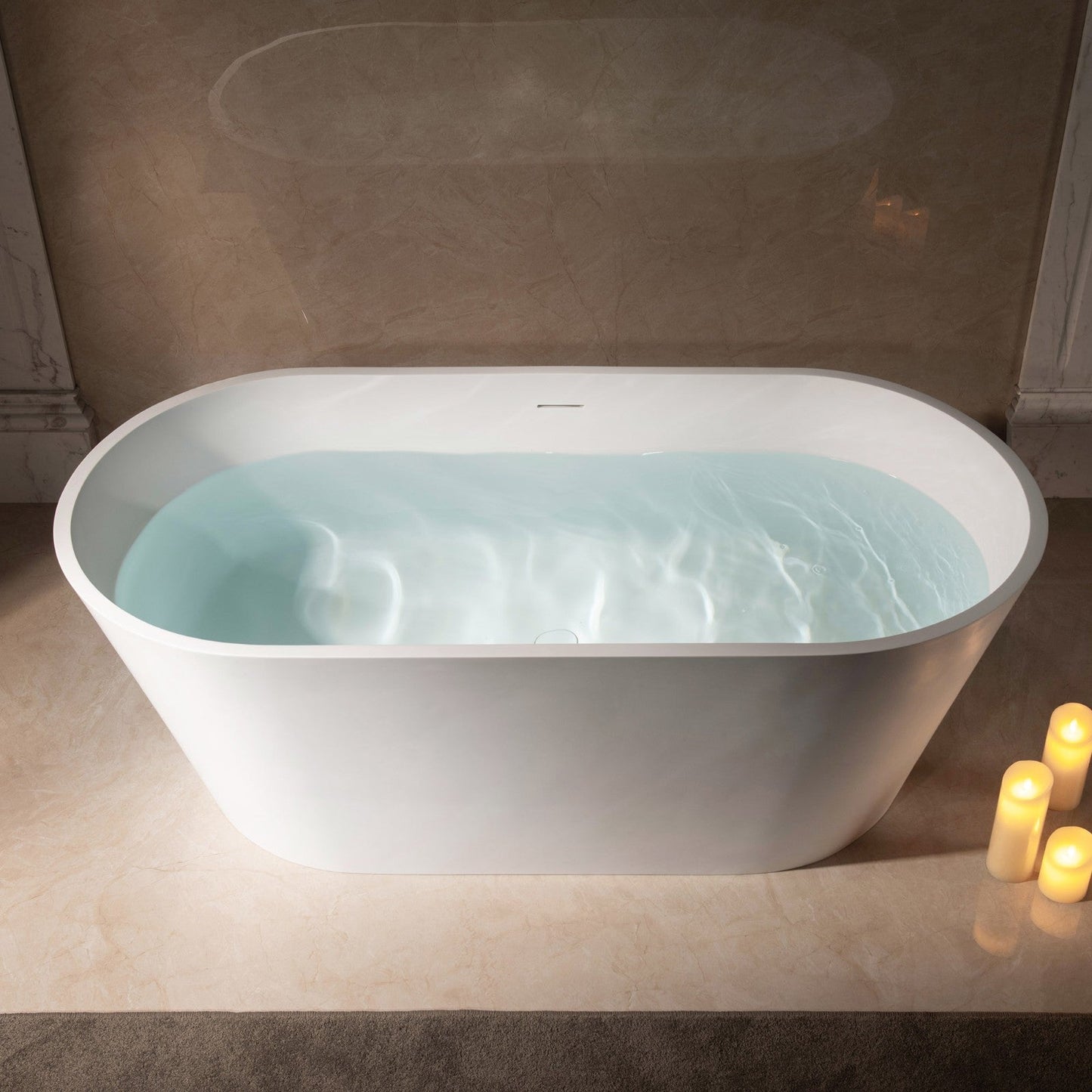 WOODBRIDGE 59 in. x 29 in. Luxury Contemporary Solid Surface Freestanding Bathtub