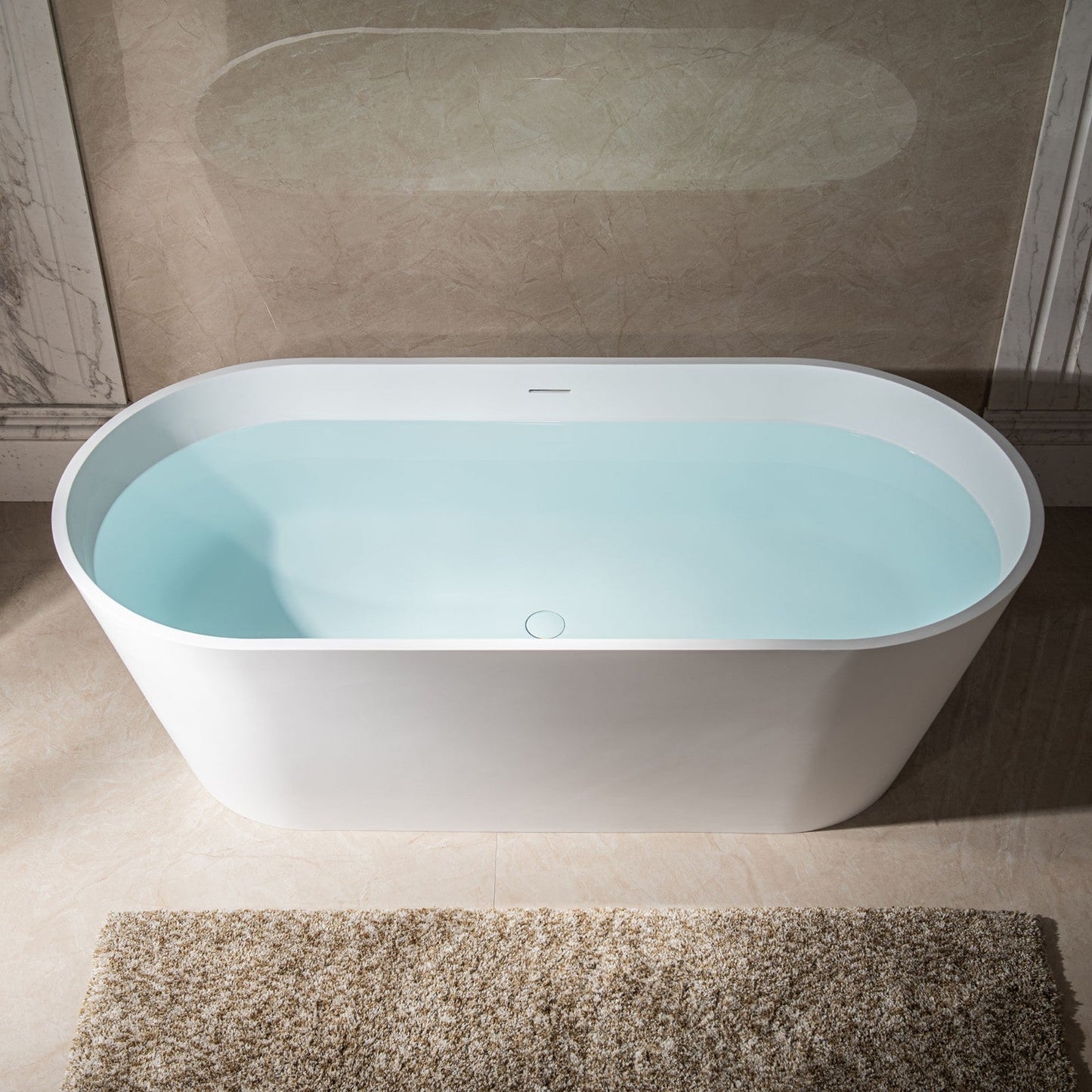 WOODBRIDGE 67 in. x 31.375 in. Luxury Contemporary Solid Surface Freestanding Bathtub