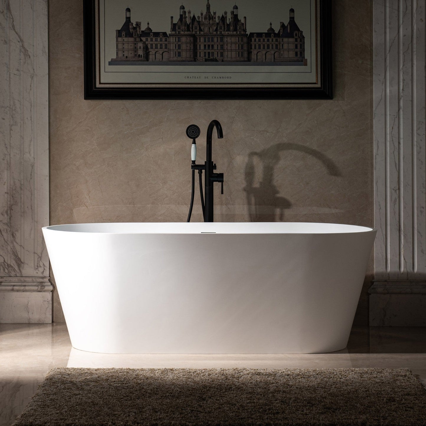 WOODBRIDGE 67 in. x 31.375 in. Luxury Contemporary Solid Surface Freestanding Bathtub
