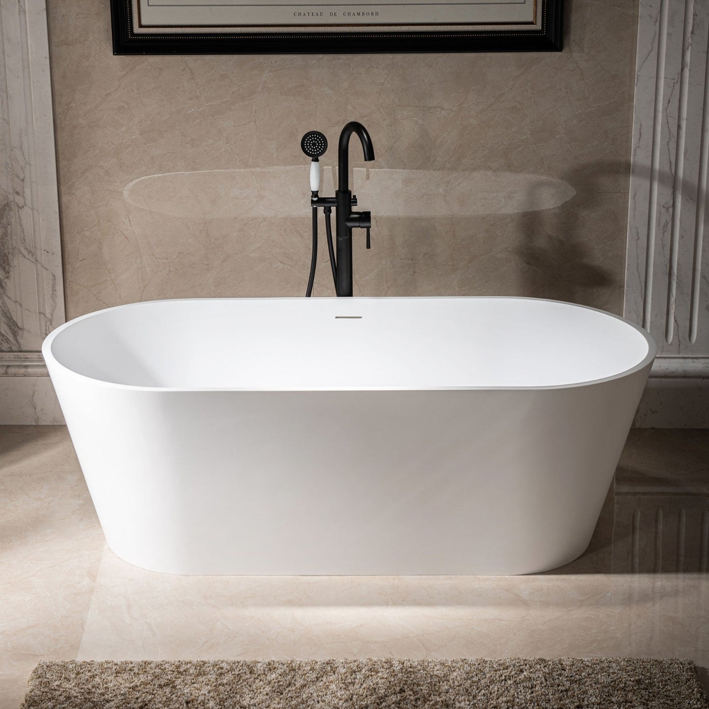 WOODBRIDGE 67 in. x 31.375 in. Luxury Contemporary Solid Surface Freestanding Bathtub