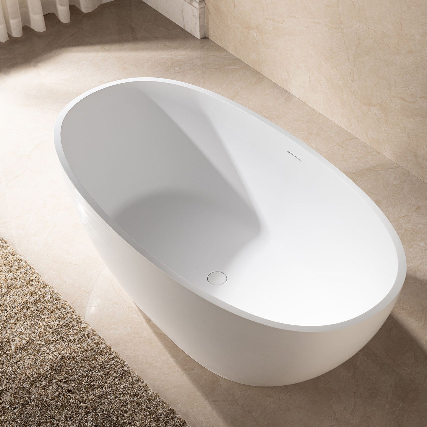 WOODBRIDGE 59 in. x 30.75 in. Luxury Contemporary Solid Surface Freestanding Bathtub