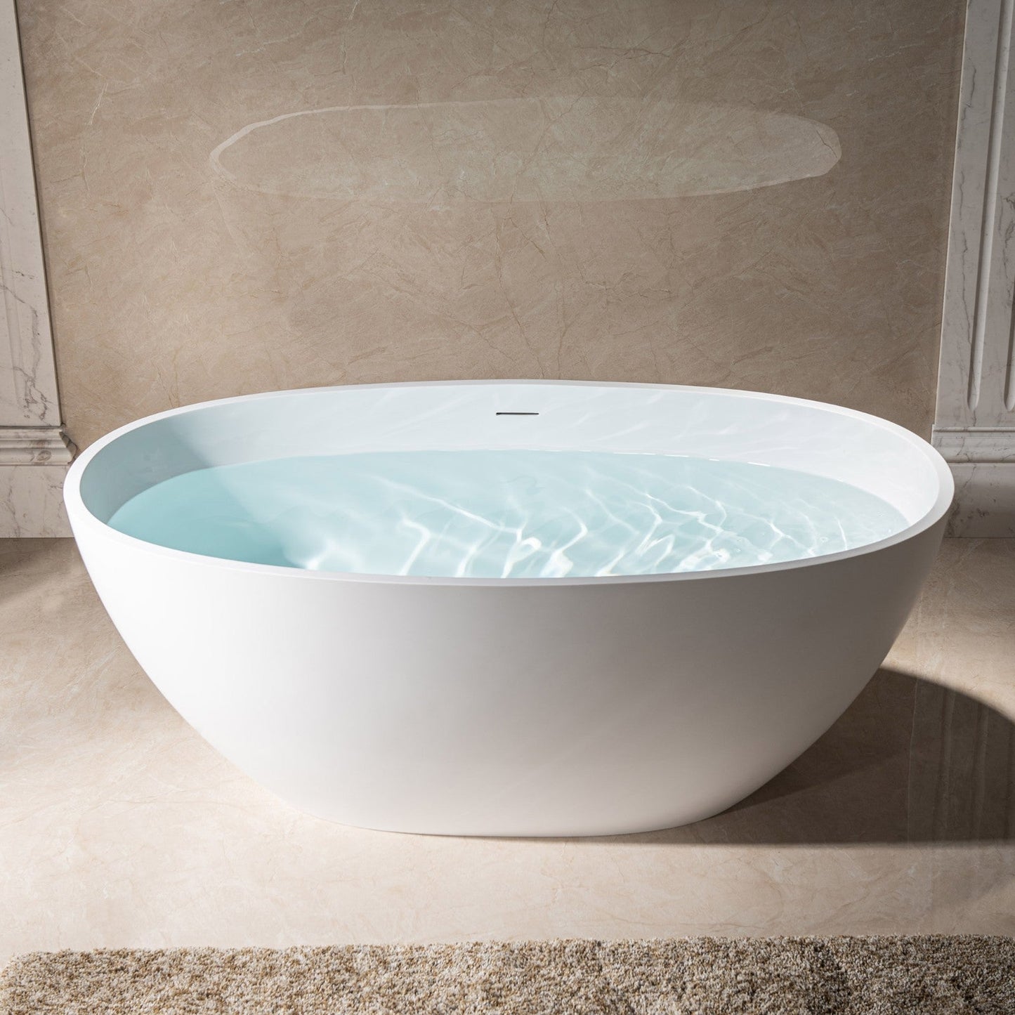 WOODBRIDGE 59 in. x 30.75 in. Luxury Contemporary Solid Surface Freestanding Bathtub