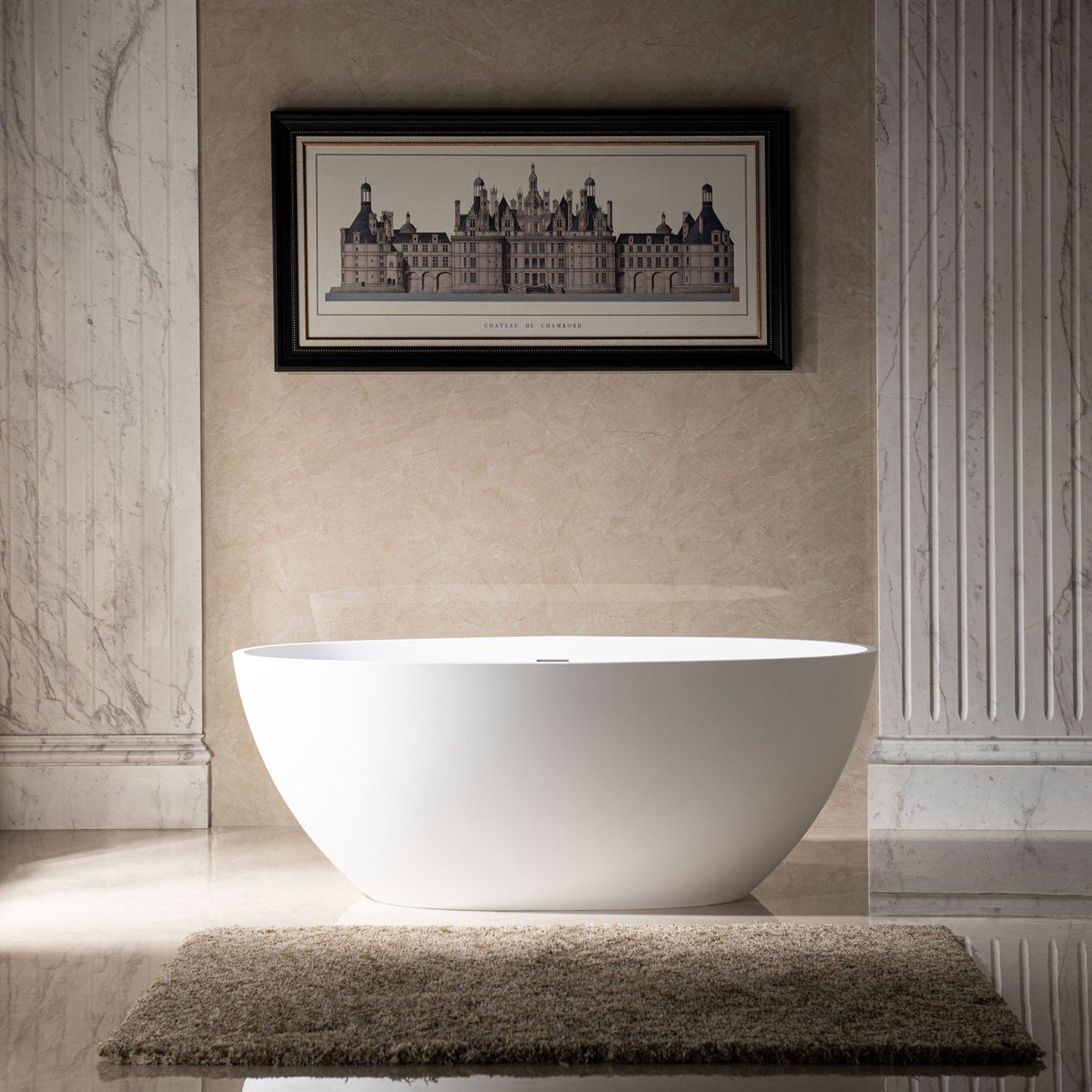 WOODBRIDGE 59 in. x 30.75 in. Luxury Contemporary Solid Surface Freestanding Bathtub