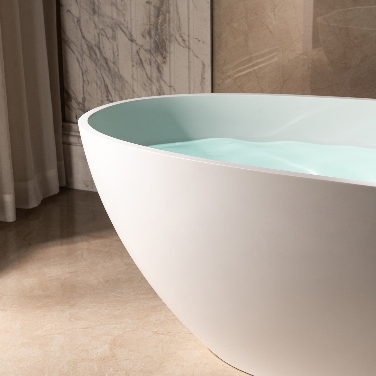 WOODBRIDGE 67 in. x 30.75 in. Luxury Contemporary Solid Surface Freestanding Bathtub