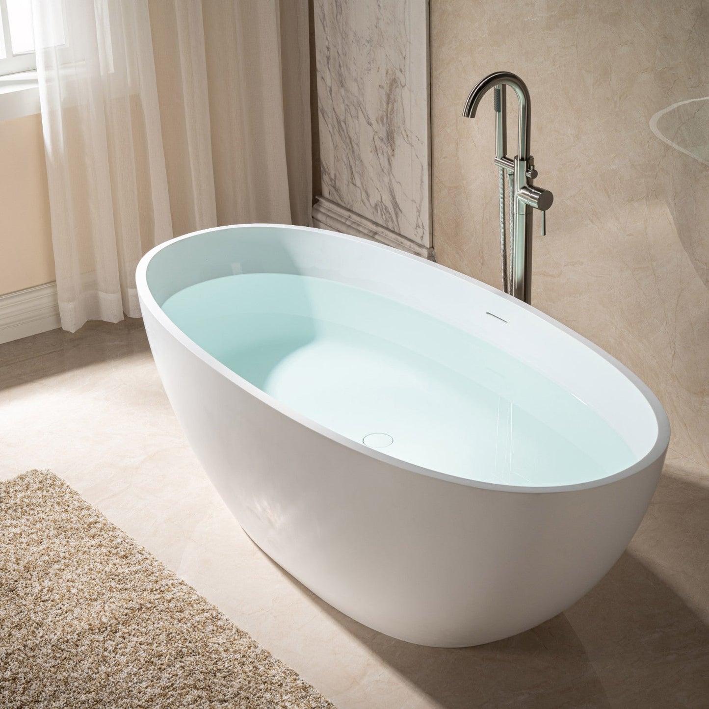 WOODBRIDGE 67 in. x 30.75 in. Luxury Contemporary Solid Surface Freestanding Bathtub