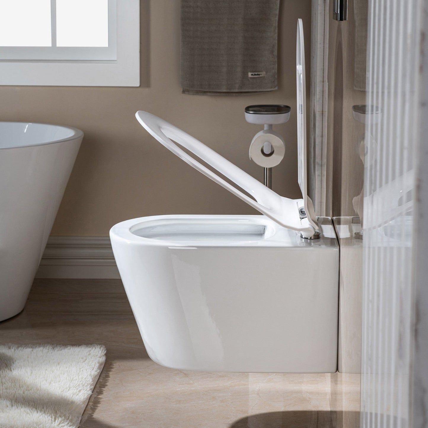 WOODBRIDGE Wall Hung 1.60 GPF/0.8 GPF Dual Flush Elongated Toilet with In-Wall Tank and Carrier System