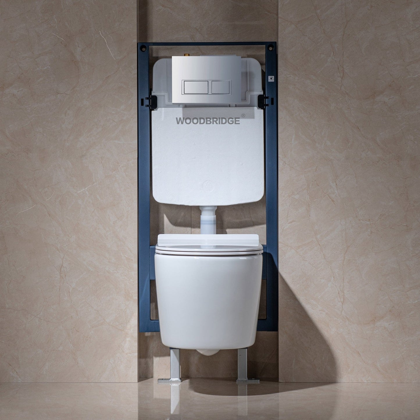 WOODBRIDGE Wall Hung 1.60 GPF/0.8 GPF Dual Flush Elongated Toilet with In-Wall Tank and Carrier System